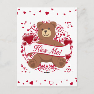 Postal Festiva ¡Bésame! Oso de peluche del día de San Valentín