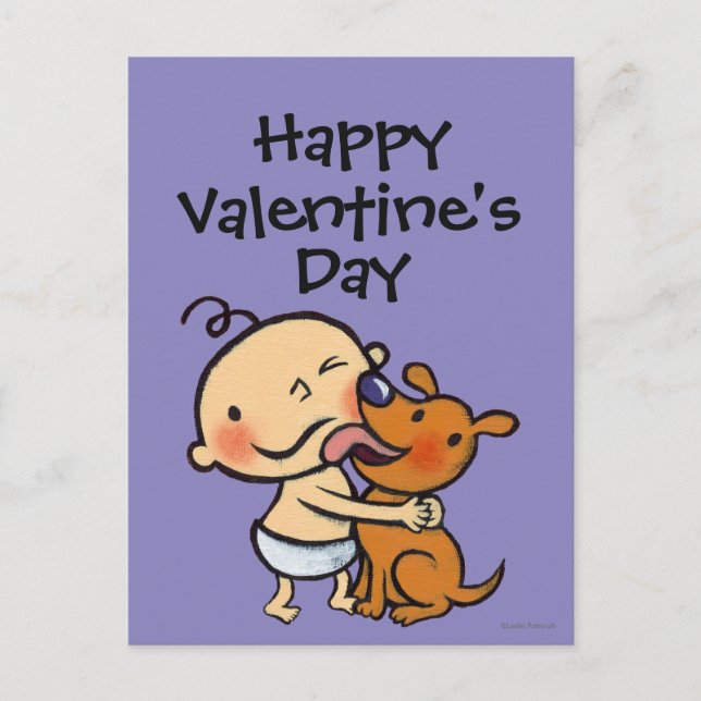 Postal Festiva Besos del perrito para el bebé (Anverso)