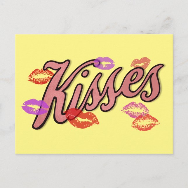 POSTAL FESTIVA BESOS EN LOS LABIOS  (Anverso)