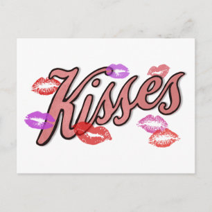 POSTAL FESTIVA BESOS EN LOS LABIOS