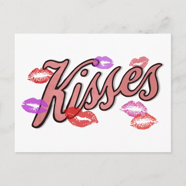 POSTAL FESTIVA BESOS EN LOS LABIOS  (Anverso)