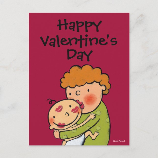 Postal Festiva Besos rosados del lápiz labial de la abuela para (Anverso)