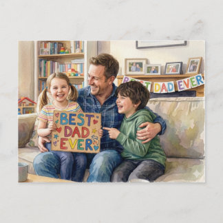 Postal Festiva Best Dad Ever Holiday Postcard