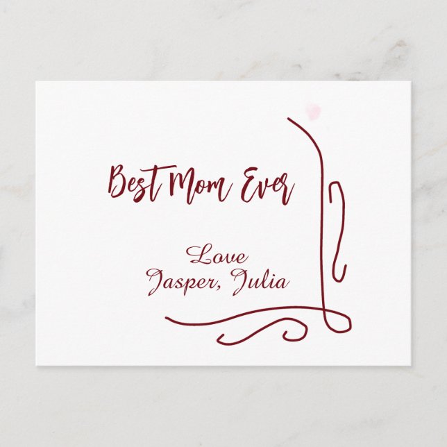 Postal Festiva Best mom ever red love Spanish border stylish  (Anverso)