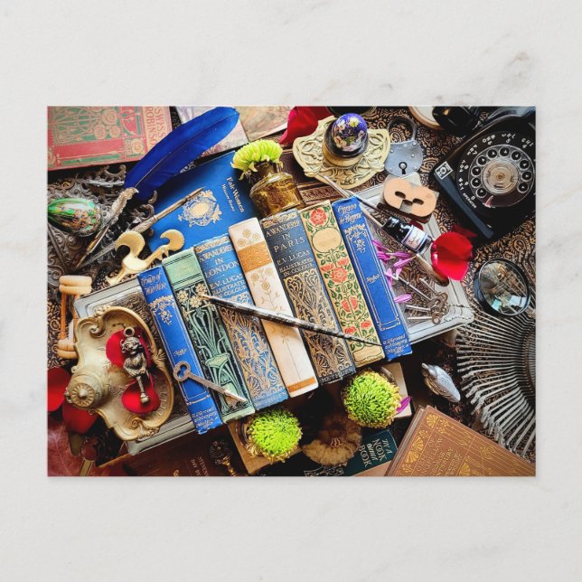 Postal Festiva Bibliófilo maximalista (Anverso)