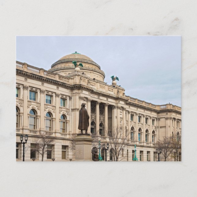 Postal Festiva biblioteca pública de estilo renacentista en milwa (Anverso)