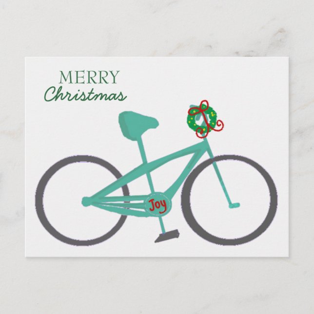 Postal Festiva Bicicleta con una guirnalda (Anverso)