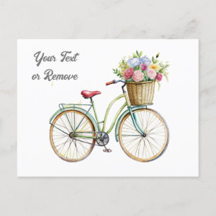 Postal Festiva Bicicleta dorada con cosecha de flores