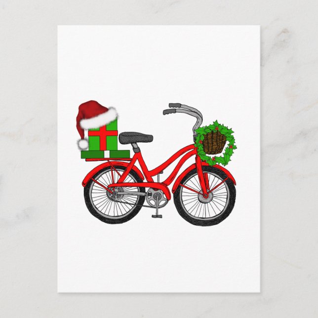 Postal Festiva bicicleta navideña (Anverso)
