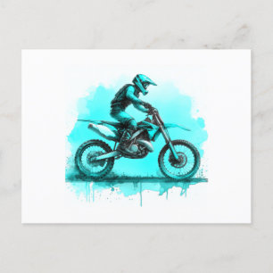 Postal Festiva Bicicleta sucia de color de agua azul