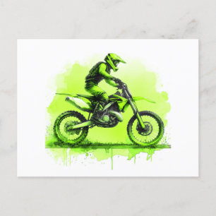 Postal Festiva Bicicleta sucia de color de agua verde