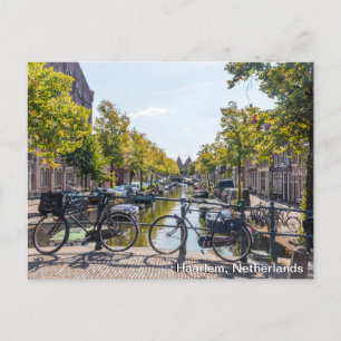 Postal Festiva Bicicletas en un puente, Haarlem, Países Bajos