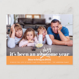 Postal Festiva Bien Año Nuevo Audaz Naranja de fotografía diverti