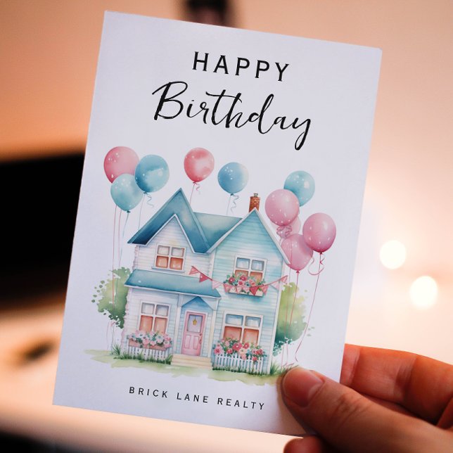 Postal Festiva Bienes inmobiliarios de la casa acuarela de cumple (Subido por el creador)