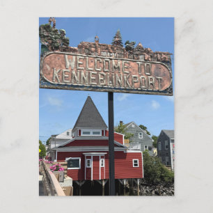 Postal Festiva Bienvenido al cartel de Kennebunkport