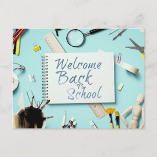 Postal Festiva Bienvenido de nuevo a la escuela – Estilo cuaderno