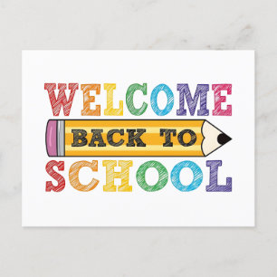 Postal Festiva Bienvenido de nuevo al colegio – Ilustración de lá