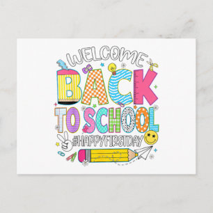 Postal Festiva Bienvenido de vuelta al colegio Feliz primer día d