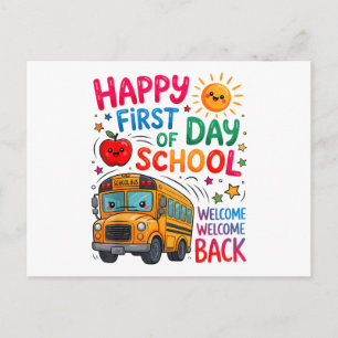 Postal Festiva Bienvenido de vuelta al colegio feliz primer día p