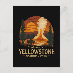 Postal Festiva Bienvenidos a Embroidery Yellowstone National USA