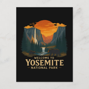 Postal Festiva Bienvenidos a Embroidery Yosemite National USA