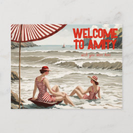 Postal Festiva Bienvenidos a la playa de Amidad (Editable)