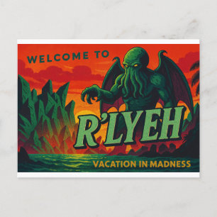 Postal Festiva Bienvenidos a R’lyeh - Vacaciones en locura