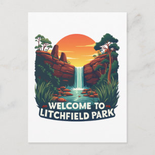 Postal Festiva Bienvenidos al Parque Nacional Australiano de Litc