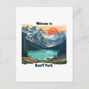 Postal Festiva Bienvenidos al Parque Nacional Canadiense Banff