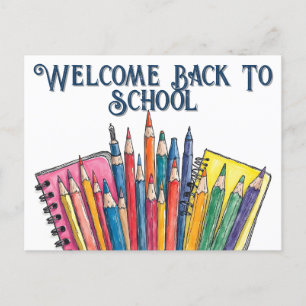 Postal Festiva Bienvenidos de nuevo a la escuela – Inicio colorid