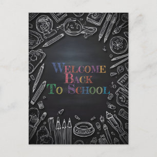 Postal Festiva Bienvenidos de nuevo al colegio – Nuevo curso esco