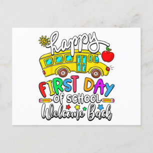Postal Festiva Bienvenidos de vuelta a la escuela Feliz Primer Dí