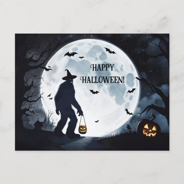 Postal Festiva Big Foot Happy Halloween Treat o Treat (Anverso)