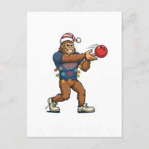Postal Festiva Bigfoot Sasquatch Bolos Deporte Divertido Fiesta