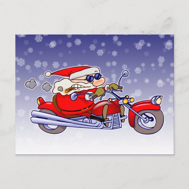 Postal Festiva Biker Santa (Anverso)