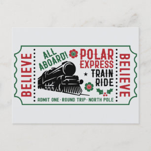Postal Festiva Billete Polar Express