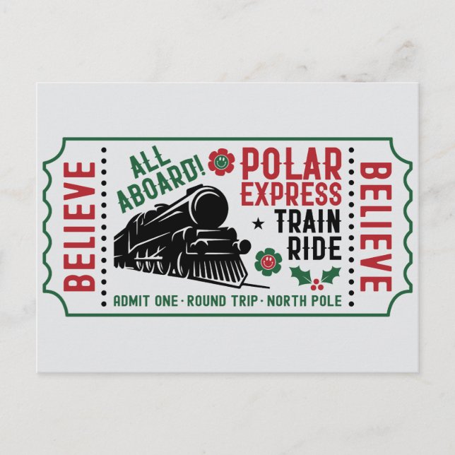 Postal Festiva Billete Polar Express (Anverso)
