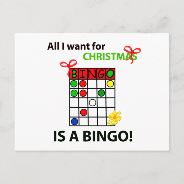 Postal Festiva BINGO Quiero un bingo para Navidades (Anverso)