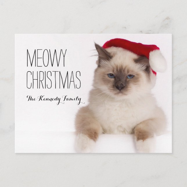 Postal Festiva Birman Cat Santa (Anverso)