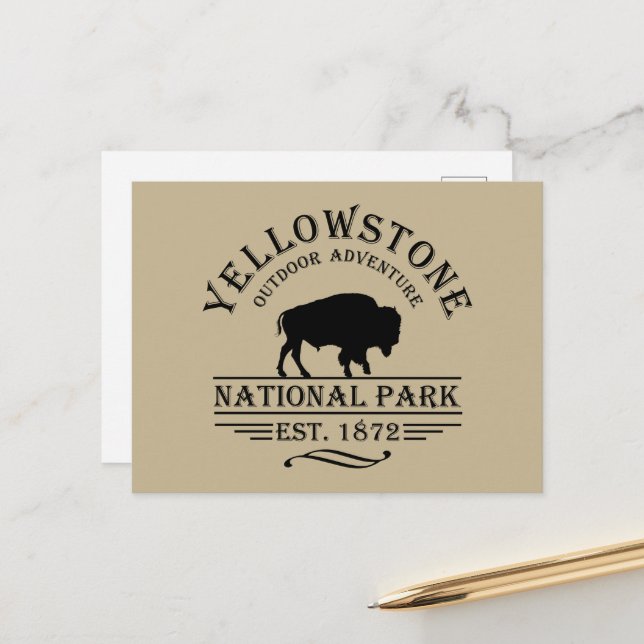 Postal Festiva Bison Antiguo Parque Nacional Yellowstone (Anverso/Reverso In Situ)