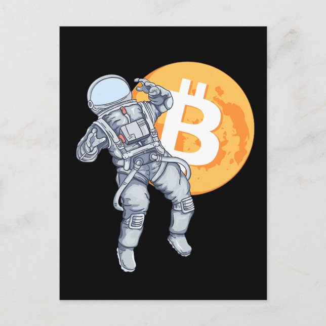 Postal Festiva BITCOIN -Astronauta Cripto- A La Luna (Anverso)