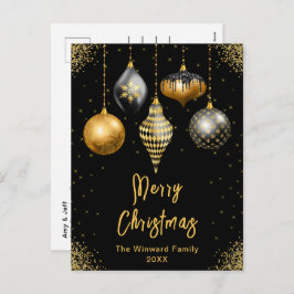 Postal Festiva Black and Gold Ornaments Merry Christmas