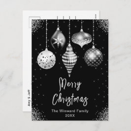 Postal Festiva Black and Silver Ornaments Merry Christmas