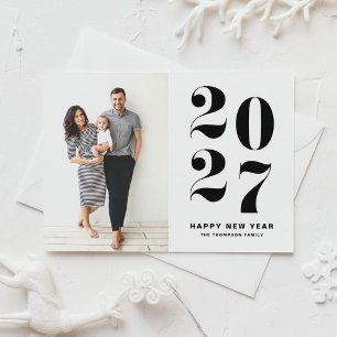 Postal Festiva Black Bold Typography 2022 Photo Happy Año Nuevo