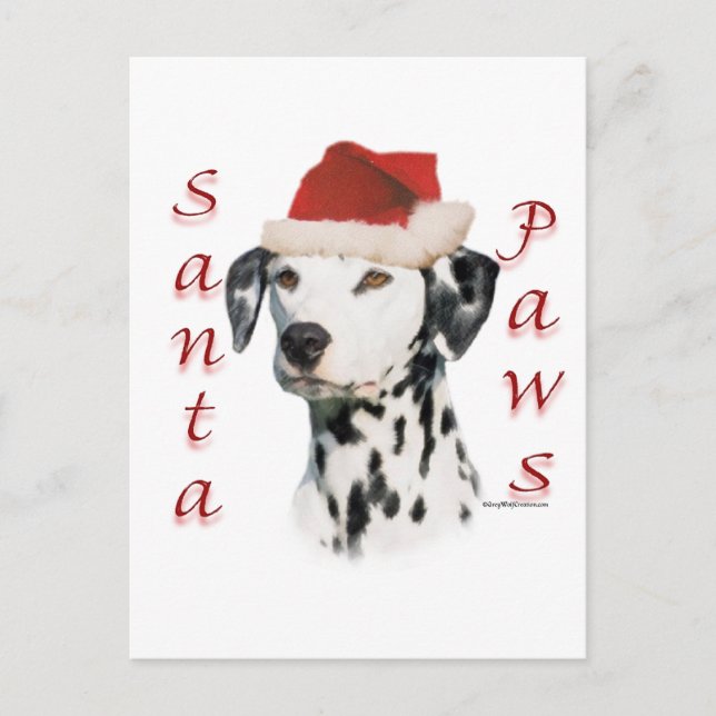 Postal Festiva Black Dalmatian Santa Paws (Anverso)