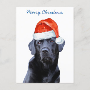 Postal Festiva Black Lab Merry Christmas Labrador Cute Santa Dog