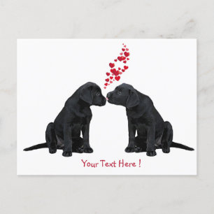 Postal Festiva Black Labrador - Besos de cachorro de San Valentín