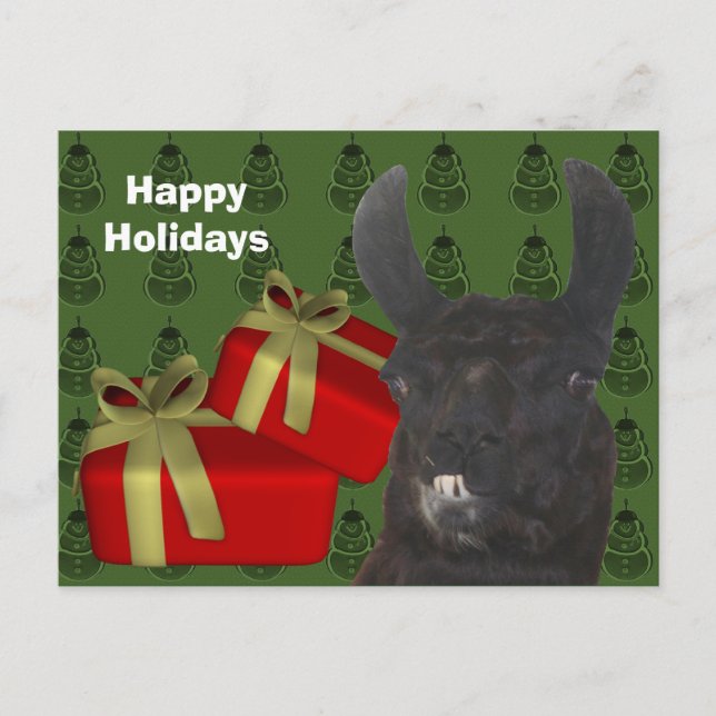 Postal Festiva Black Llama Farm Animal Christmas Holiday (Anverso)