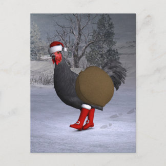 Postal Festiva Black Rooster Santa Claus