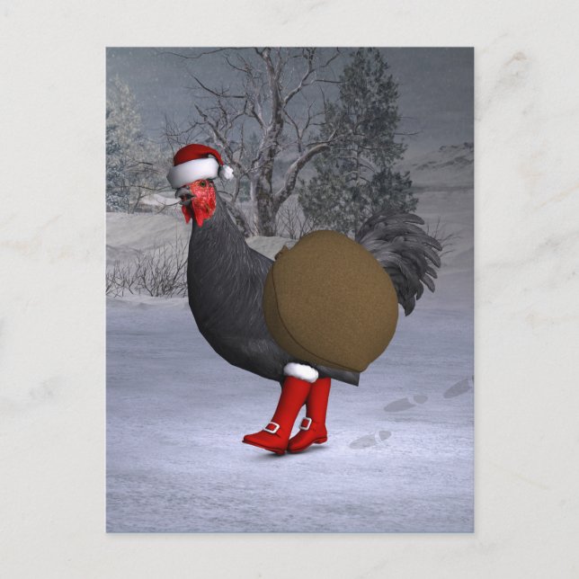 Postal Festiva Black Rooster Santa Claus (Anverso)